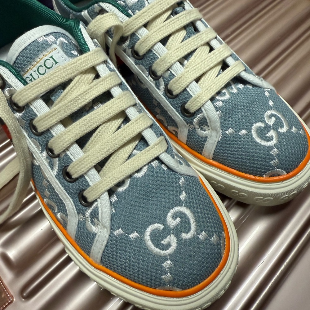 Gucci Blue and Orange Tennis Sneakers